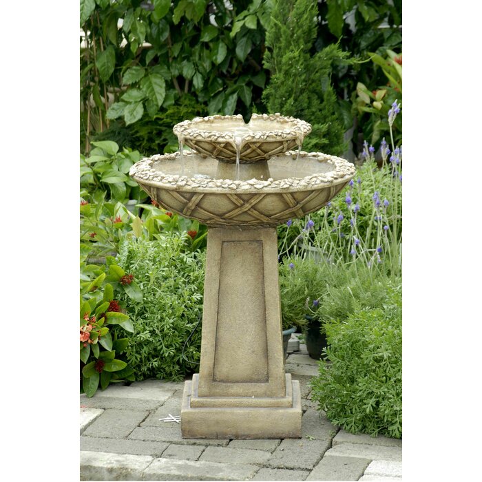 Red Barrel Studio Boldin Resin Fiberglass Tiered Bird Bath Fountain   Fiberglass Tiered Bird Bath Fountain 